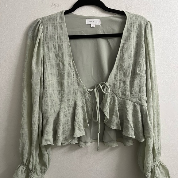 MABLE Light Green Ruffle Blouse - Picture 1 of 2